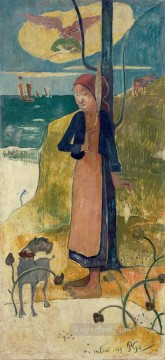 Juana de Arco o niña bretona hilando Paul Gauguin Pinturas al óleo